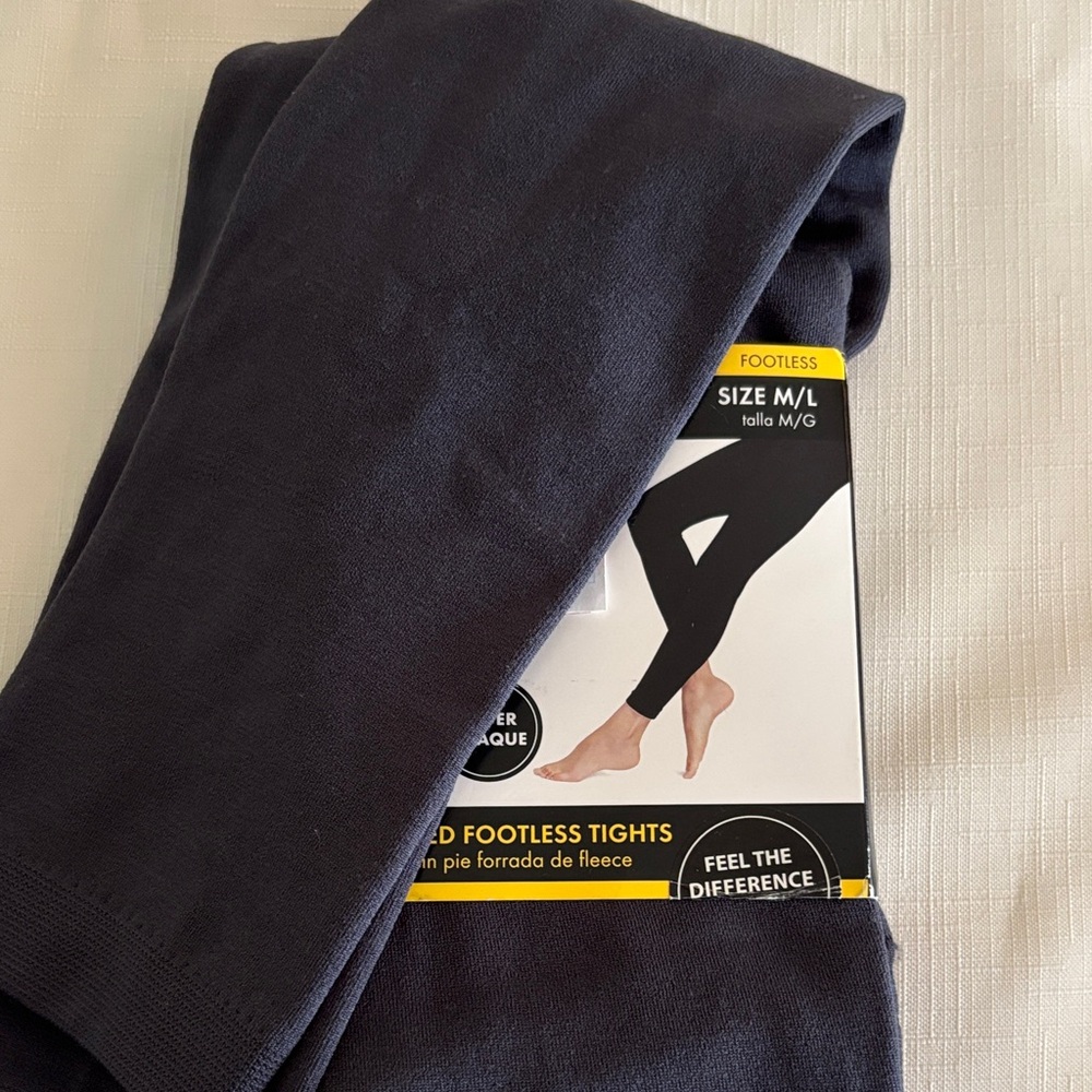 Tights footless womens new size M/L fleeced super opaque grey George polyester